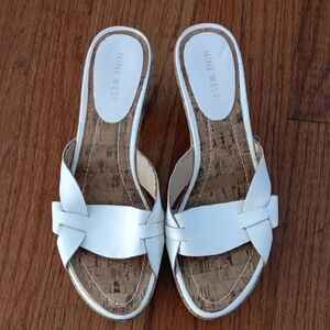 Nine West White Slip-On Sandals
